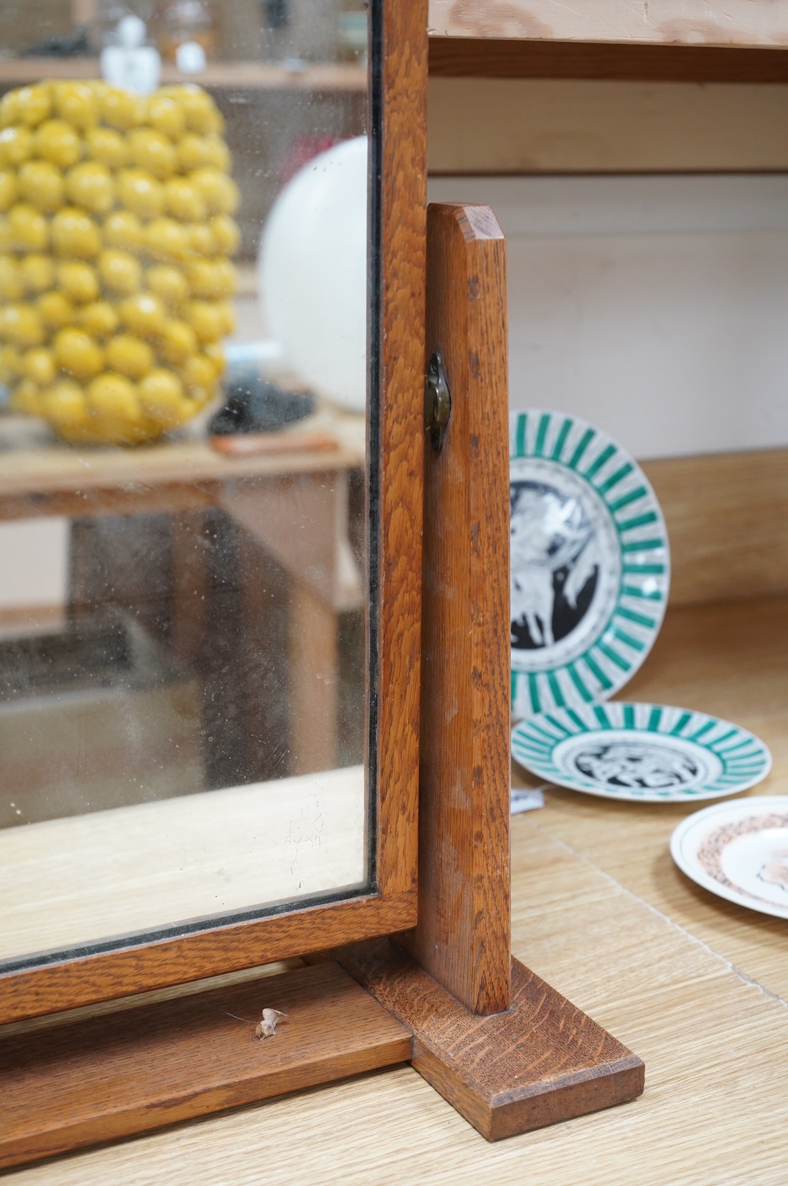 An Art Deco Gordon Russell oak dressing mirror, 66cm wide